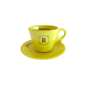 XÍCARA E PIRES AMARELA RANCHEIRO PORCELANA 80ML 01 UN